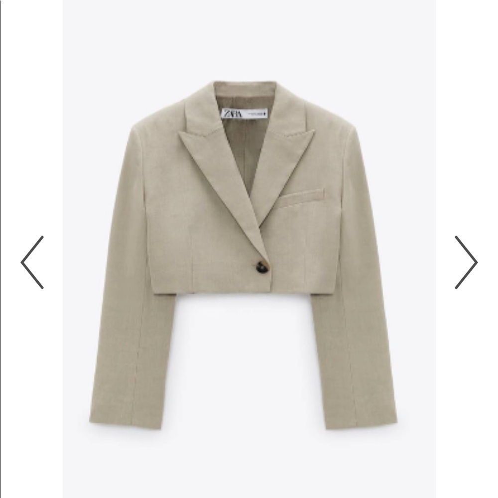 Zara Cropped Linen Blazer